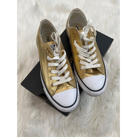 Gold Snake Skin Chuck Converse Sneakers - Picture 1 of 5